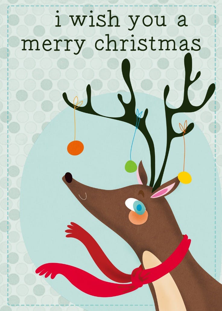 Reindeer and ornaments - christmas card