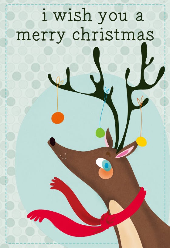 Reindeer and ornaments - tarjeta de navidad