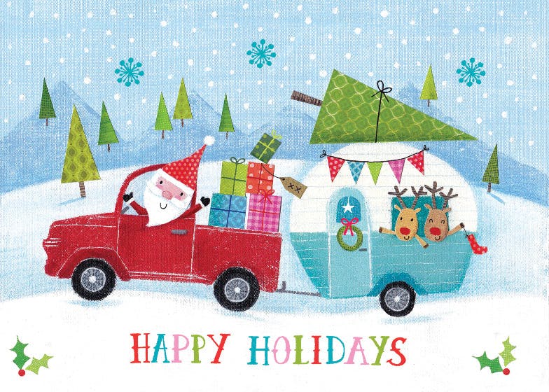 Santa's caravan - holidays card