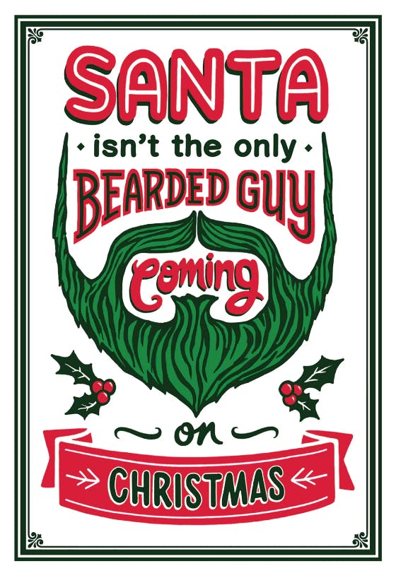 Santa beard coming -  tarjeta de navidad