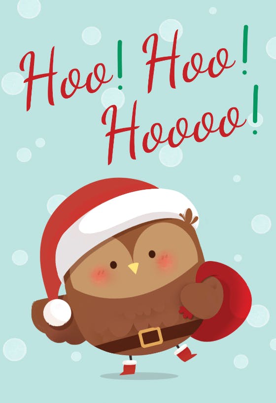Santa owl -  tarjeta de navidad