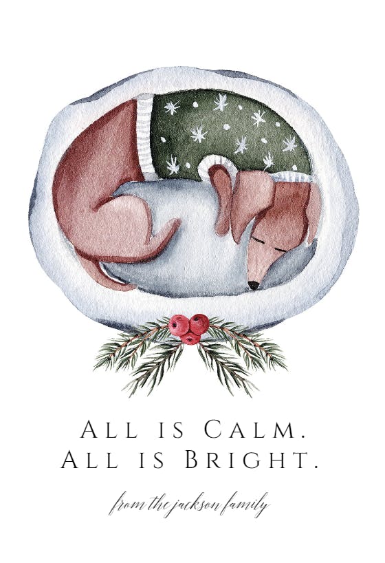 Silent night dog - christmas card