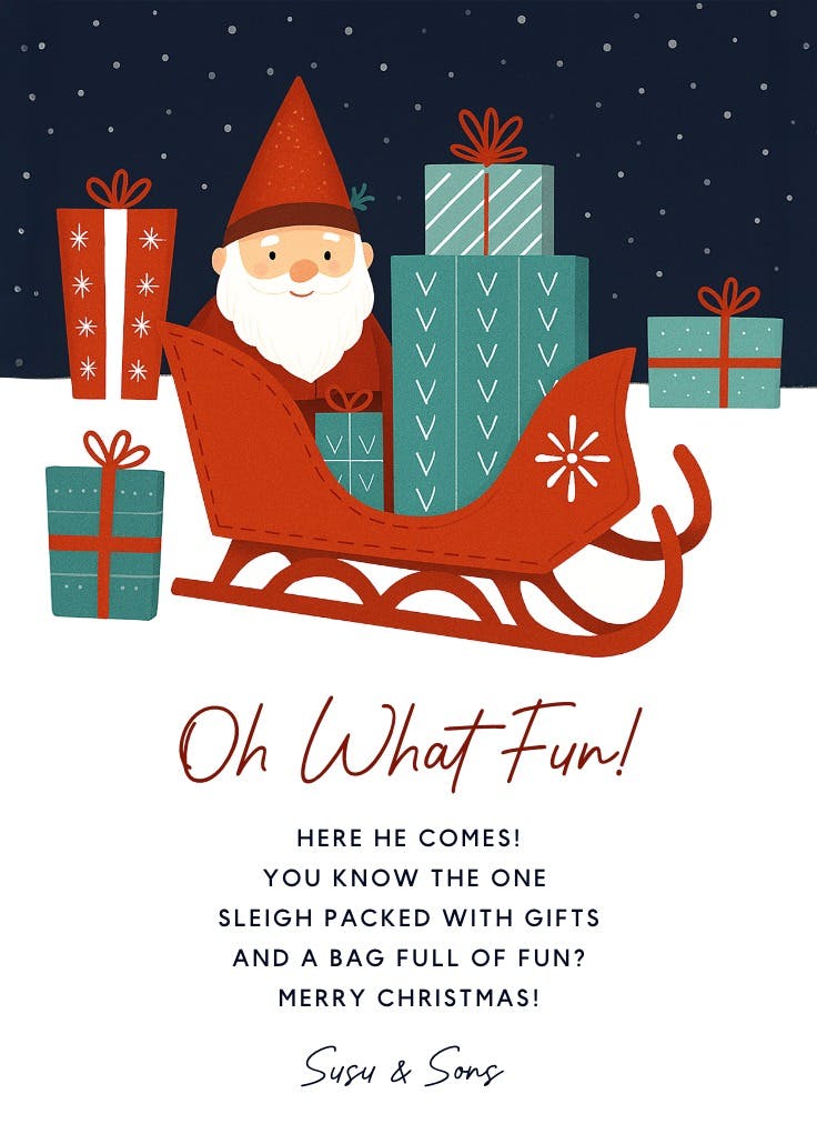 Sleigh ride - tarjeta de navidad