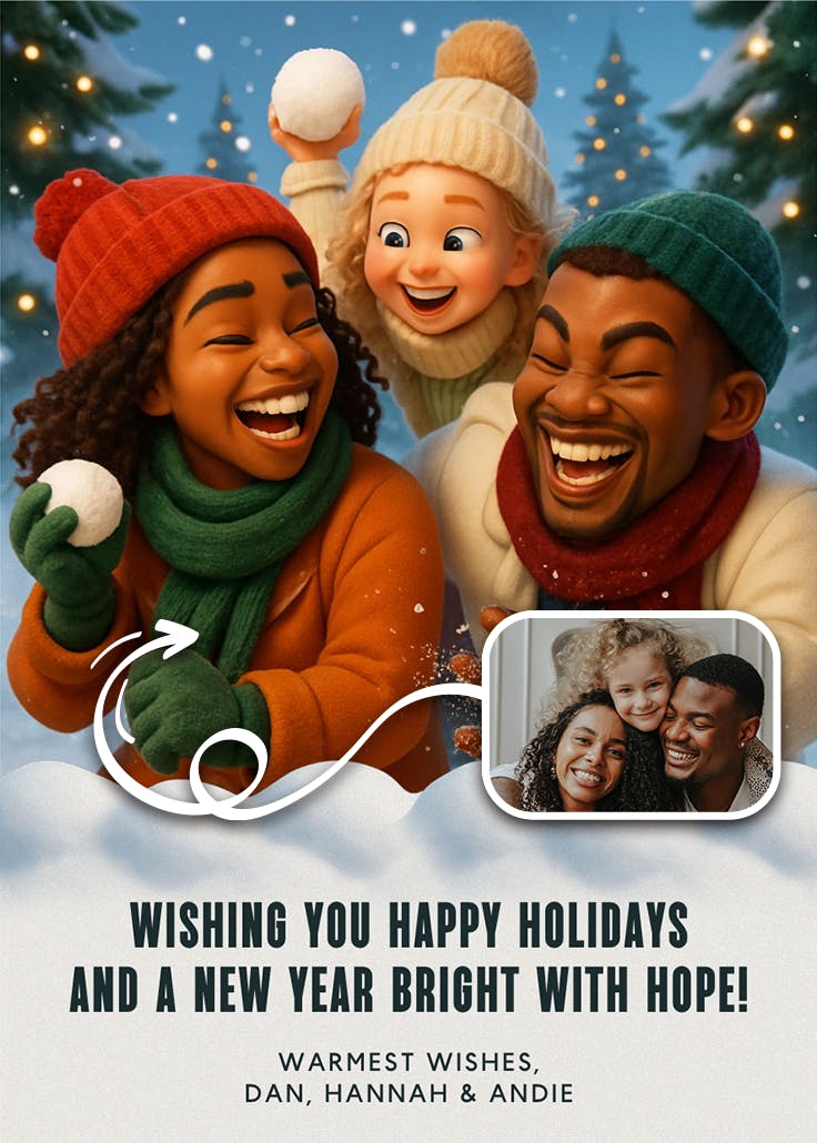 Snowball fight - christmas card