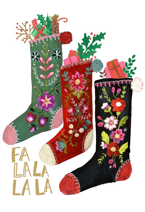 Stockings falalalala -  tarjeta de navidad