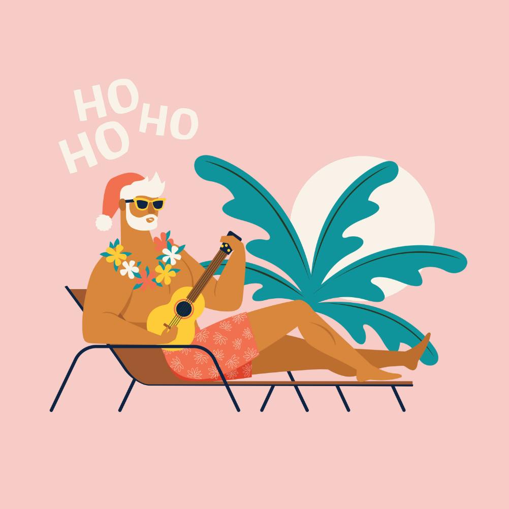 Summer santa - christmas card