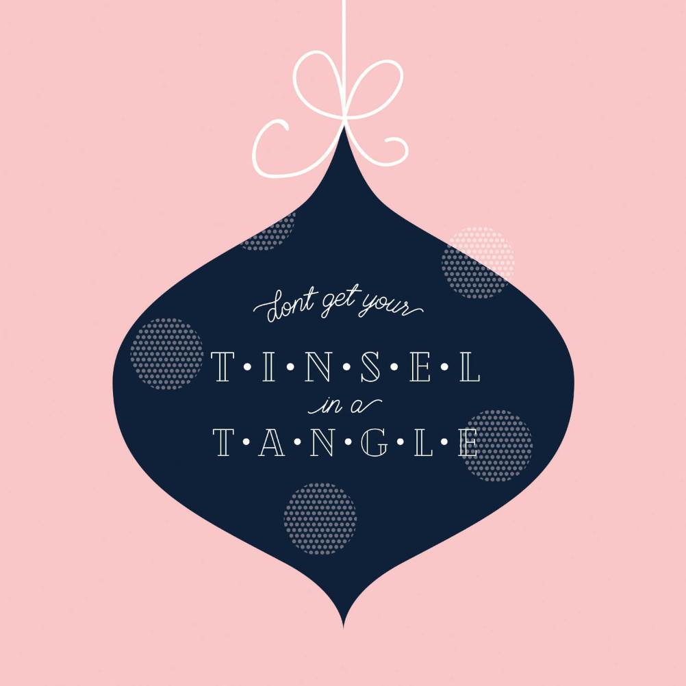 Tinsel in a tangle - christmas card