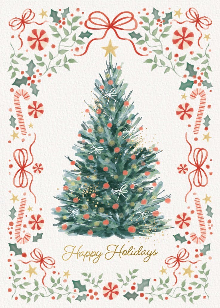 Twinkling tree and ties - holidays card