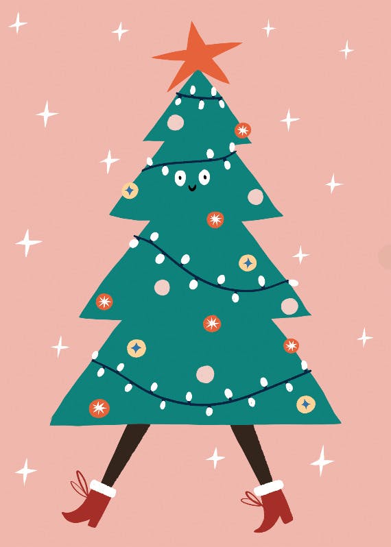 Walking christmas tree - tarjeta de navidad