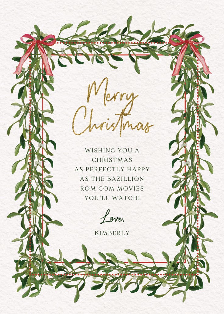 Watercolor floral wreath - tarjeta de navidad