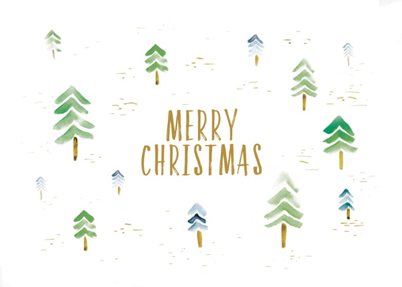 Watercolor forest - christmas card