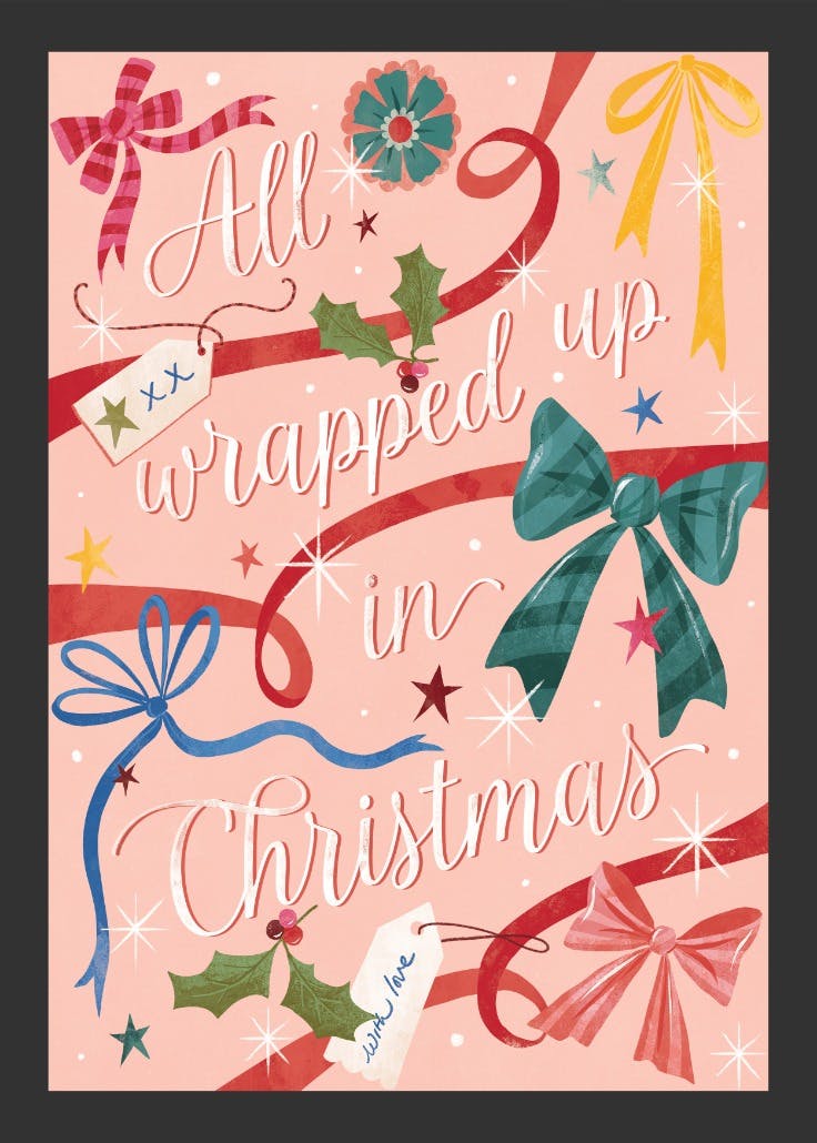 Wrapped up in christmas - tarjeta de navidad