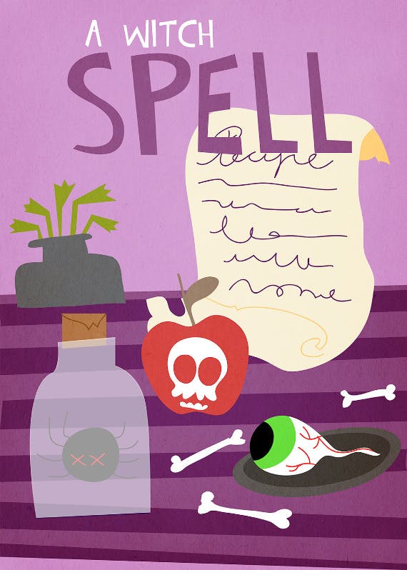 A witches spell - halloween card