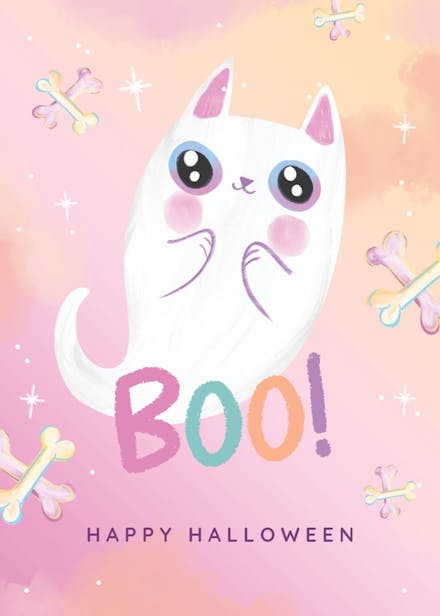 Cat boo - halloween card