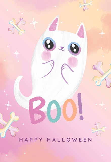 Cat Boo - Halloween Card