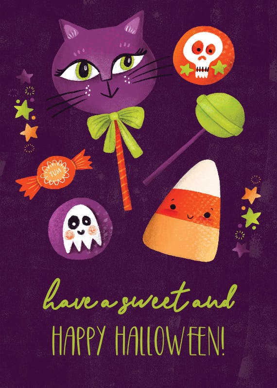 Cute scary candy - halloween card