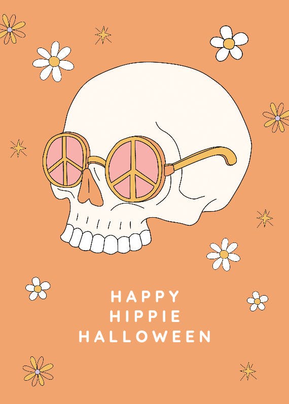 Happy hippie halloween - holidays card