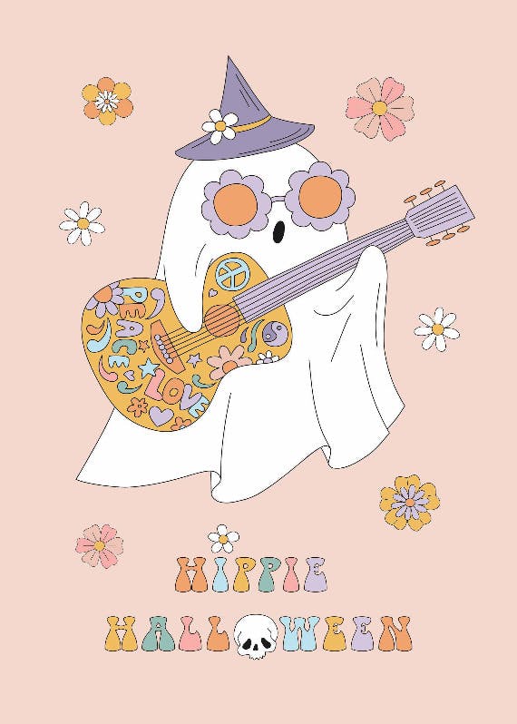 Hippie halloween music - tarjeta de día festivo