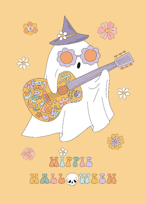 Hippie halloween music - holidays card