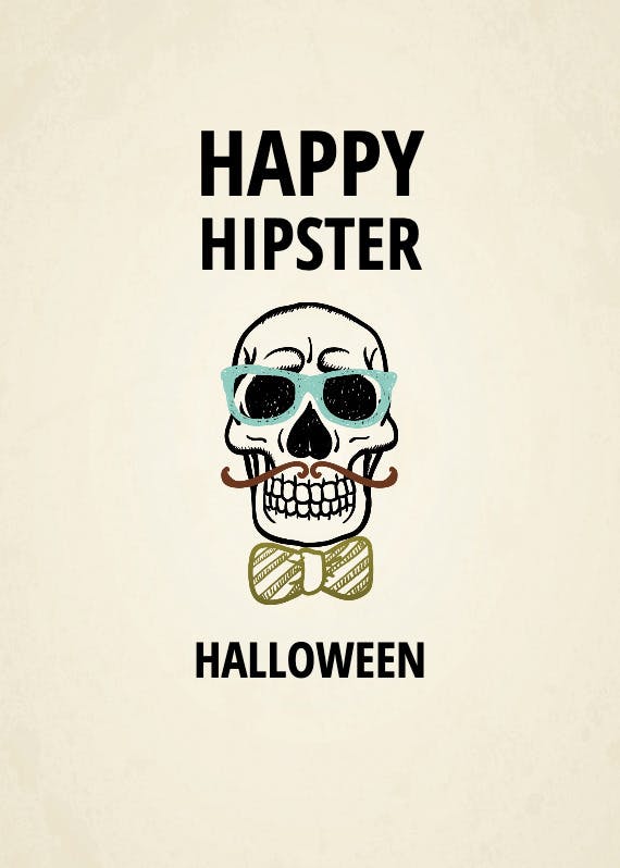 Hipster skull -  tarjeta de halloween