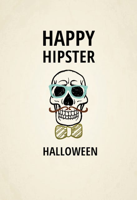 Hipster Skull - Halloween Card