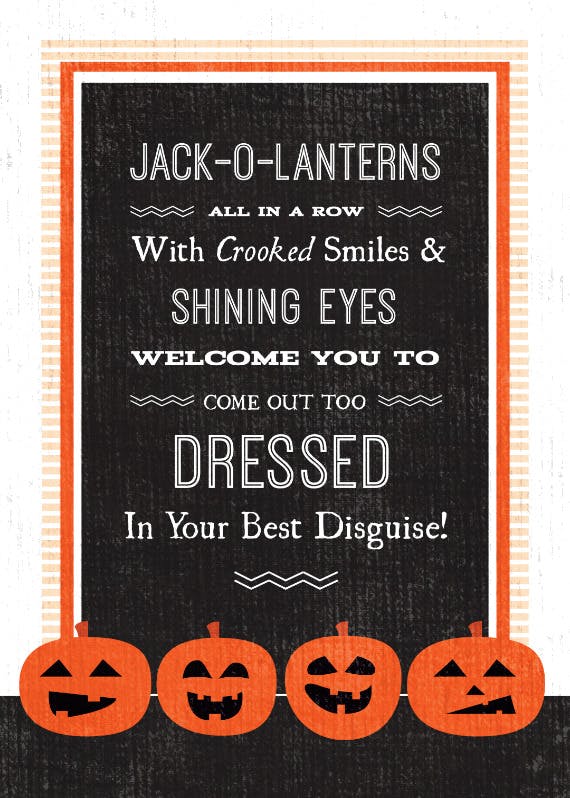 Jack o lantern row - halloween card
