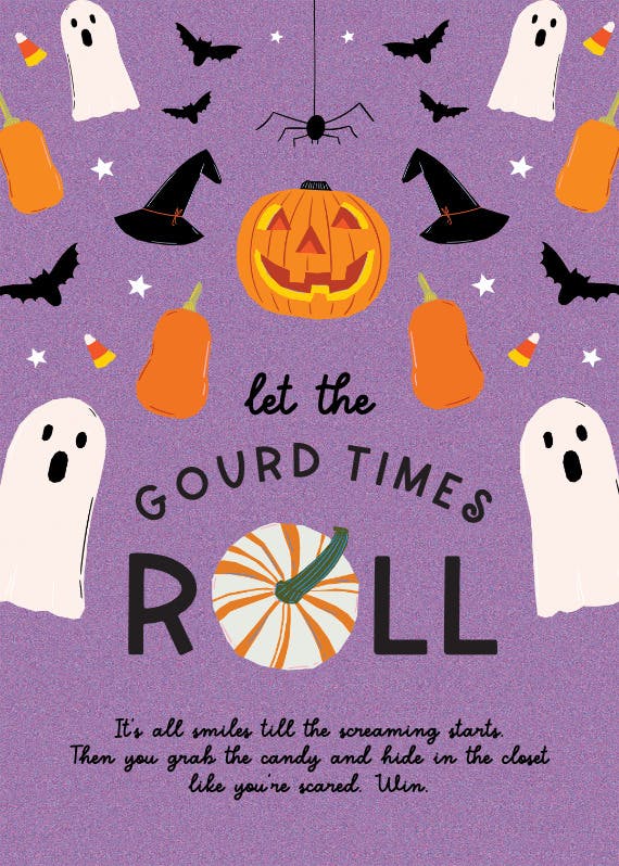 One gourd spooky party - holidays card