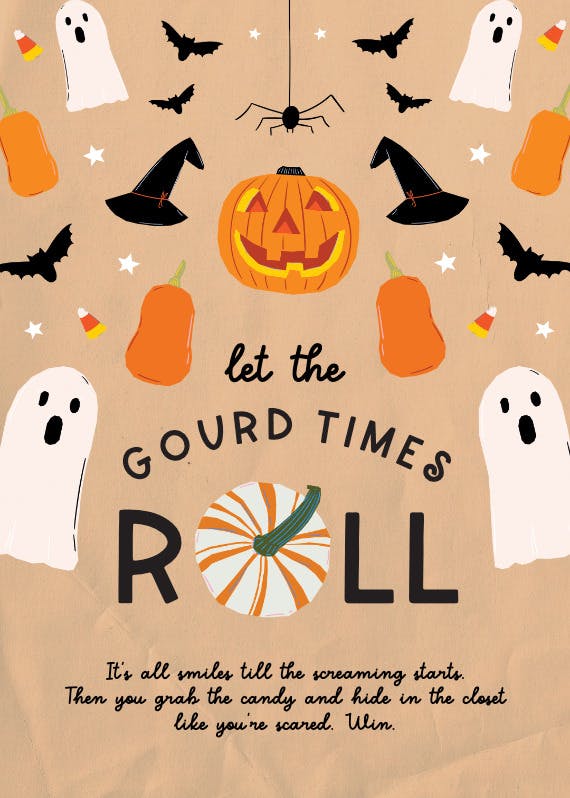 One gourd spooky party -  tarjeta de halloween