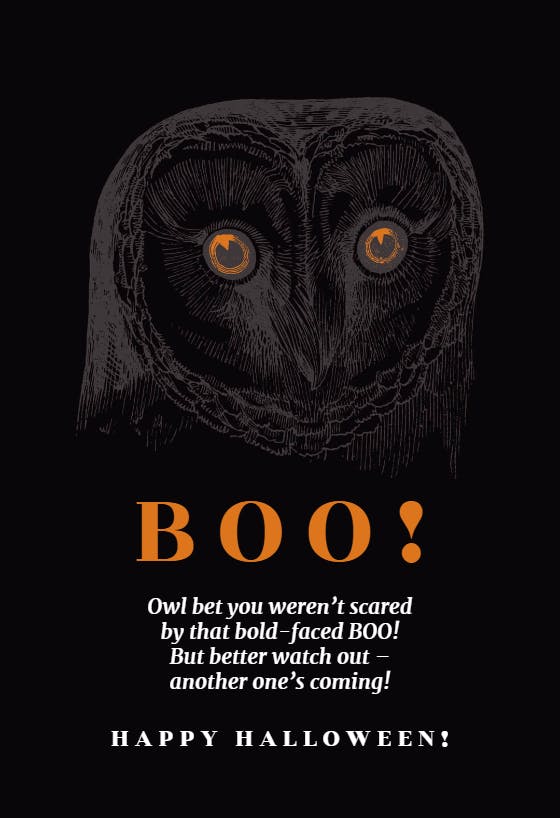 Owl be seeing you - halloween card