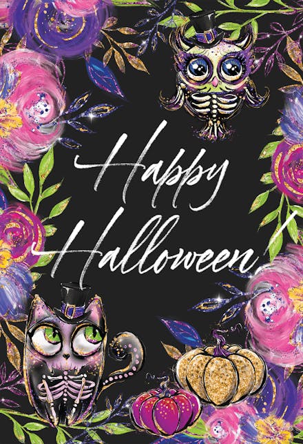 Skeleton Cat - Halloween Card