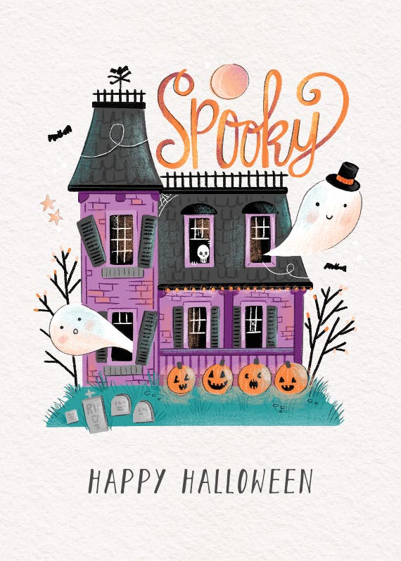 Spooky house - halloween card
