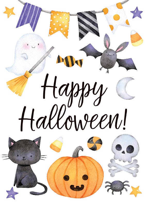 Watercolor spooky - halloween card