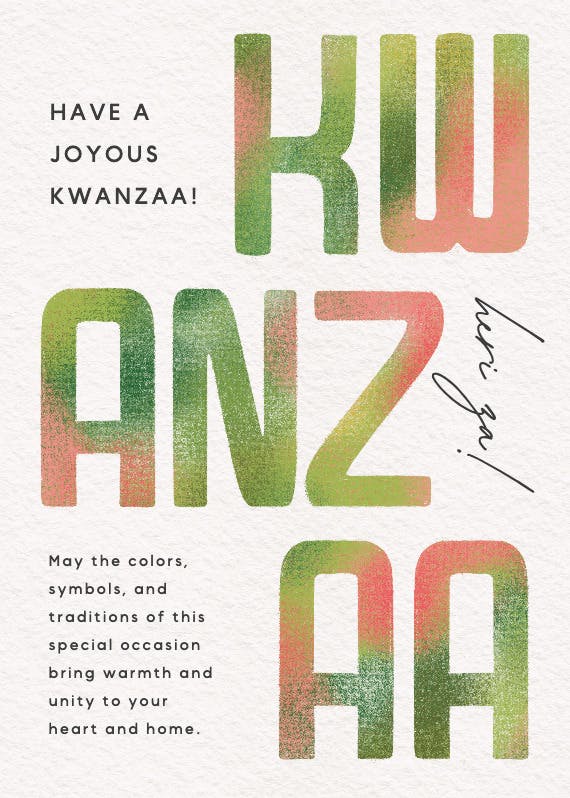 Abstract orange zest -  free kwanzaa card