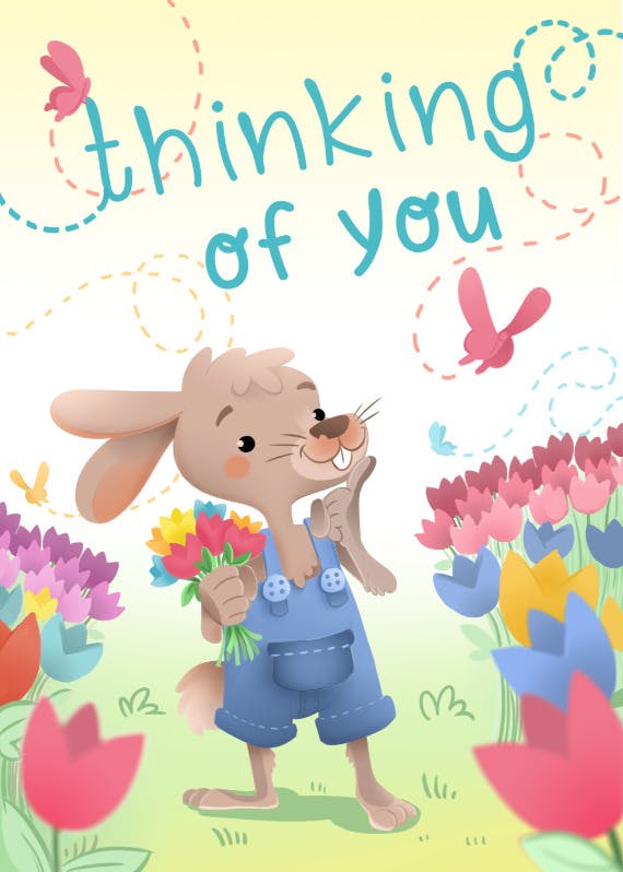 A playful bunny -  tarjeta de pascua