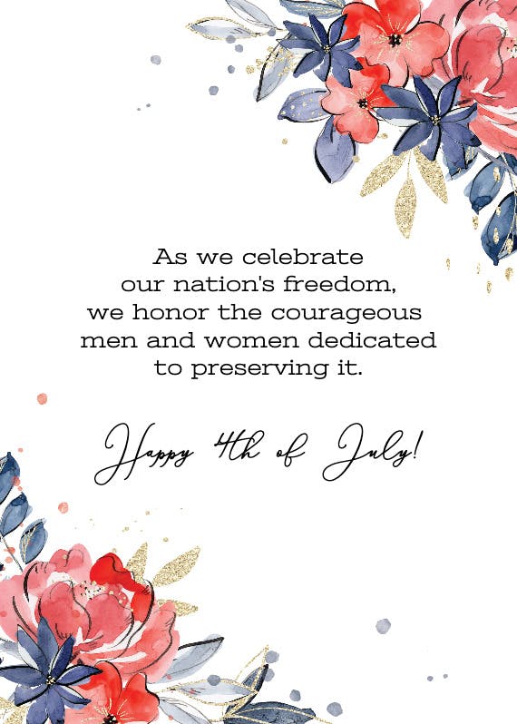 American flag flowers - holidays card