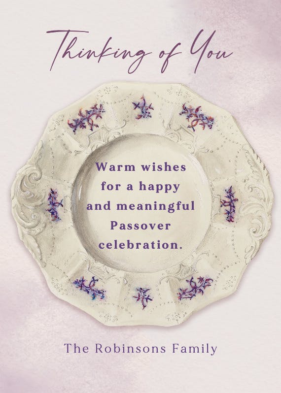 Antique plate - passover card