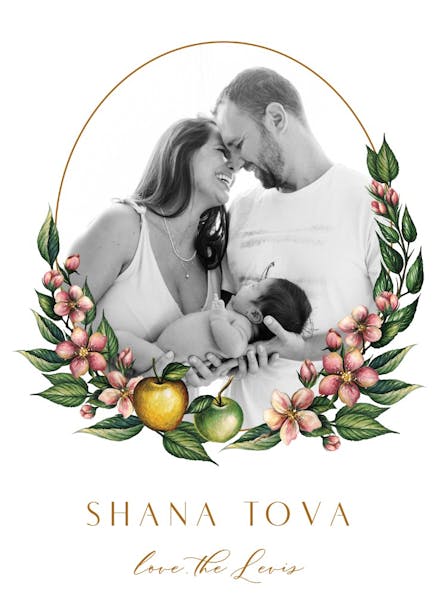 Apple and flowers - rosh hashanah card