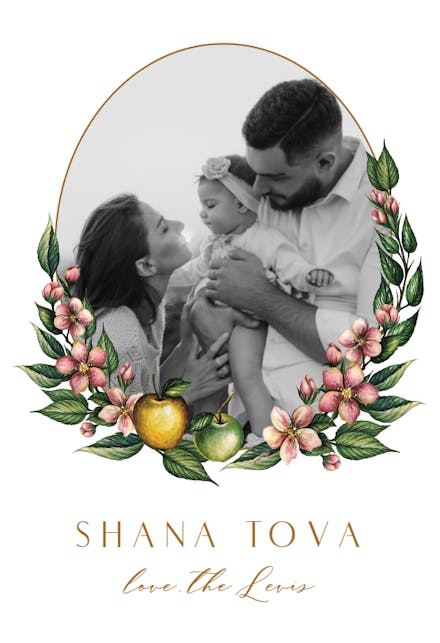 Apple and Flowers - Rosh Hashanah Card