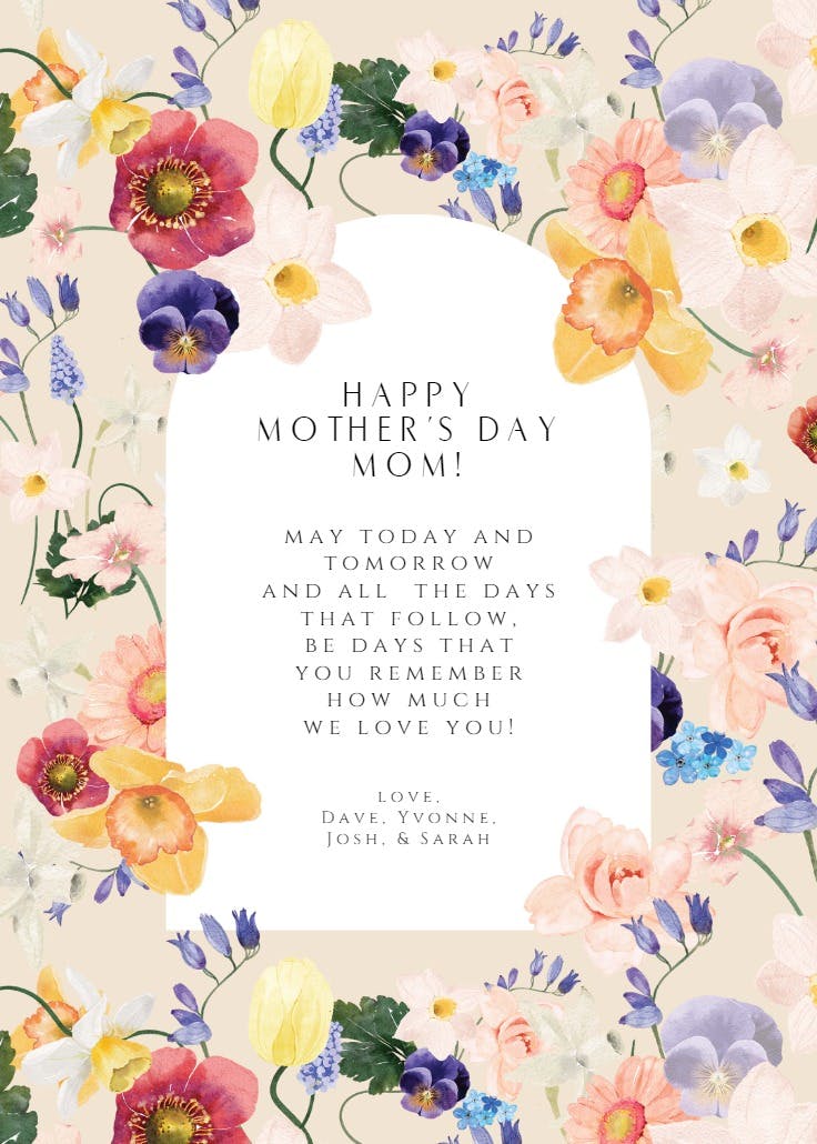 Arch blooms pattern - tarjeta del día de la madre