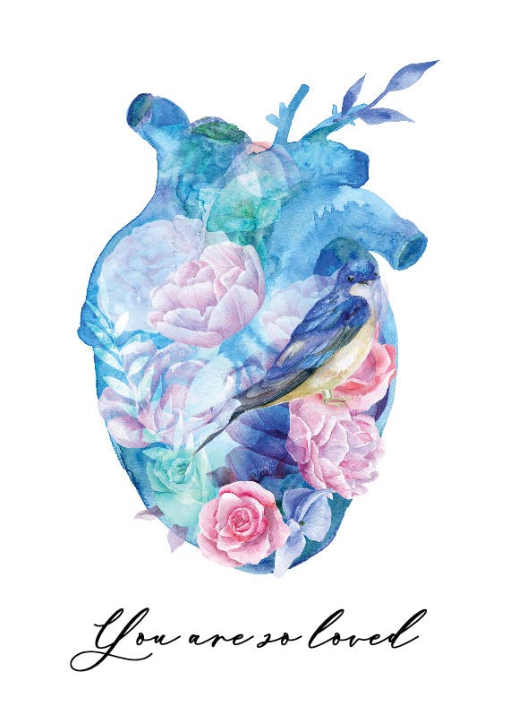 Artistic floral heart - happy anniversary card