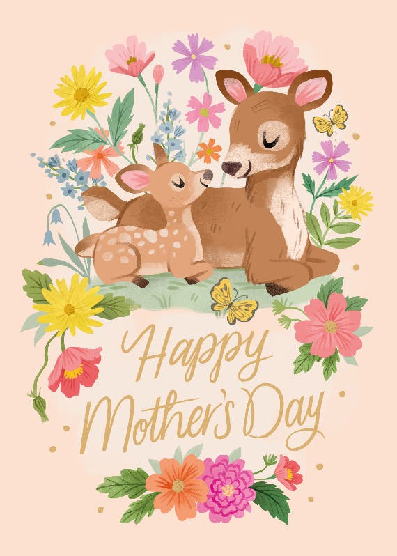 Baby & mama deer - holidays card