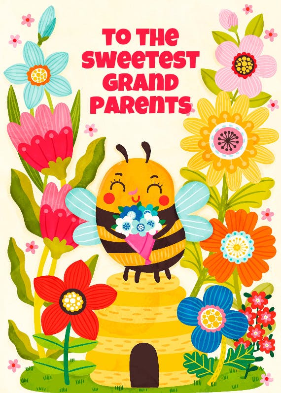 Bee-u-tiful bouquet - grandparents day card