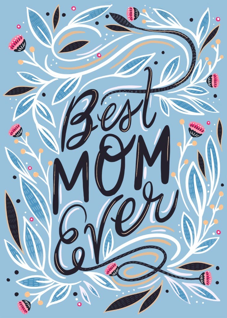 Best mom floral calligraphy - mother's day card