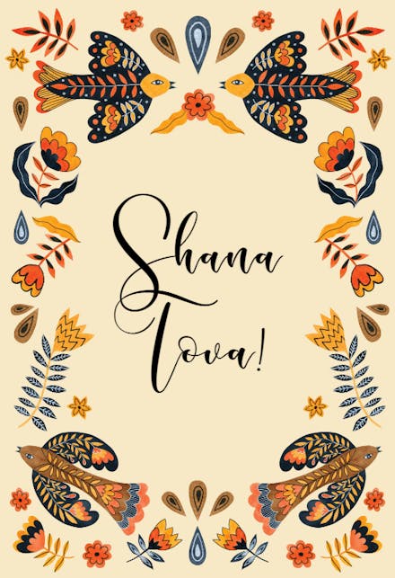 Birds and Flowers - Rosh Hashanah Card