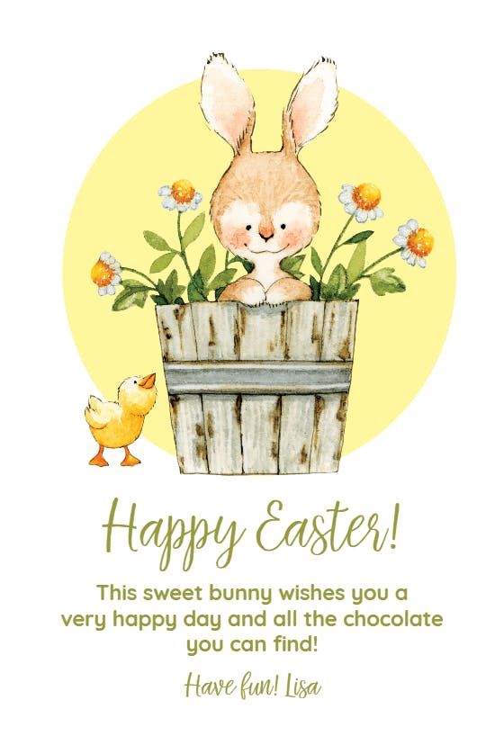 Blooming bunny -  tarjeta de pascua