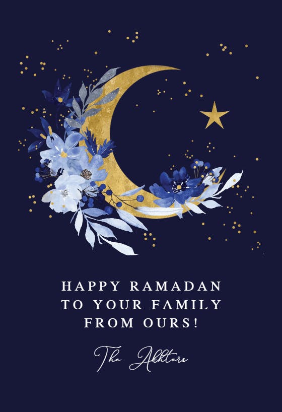 Blue and gold -  tarjeta de ramadán
