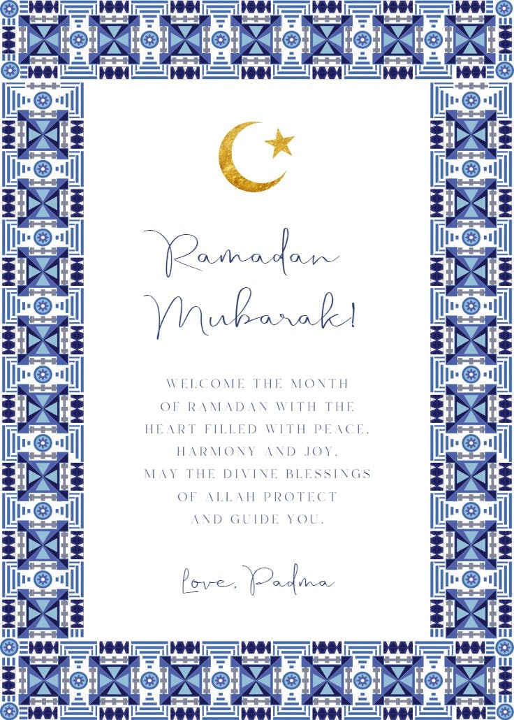 Blue tiles frame - ramadan card