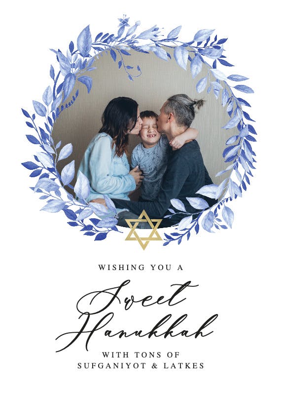 Blue wreath - hanukkah card
