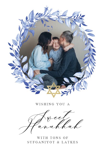 Blue Wreath - Hanukkah Card