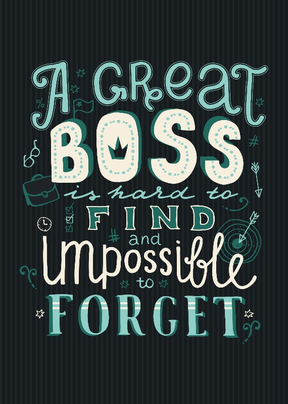 Boss day lettering - boss day card
